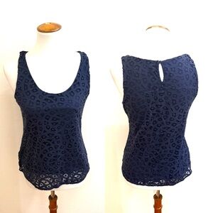 LOFT Navy Lace Tank Top